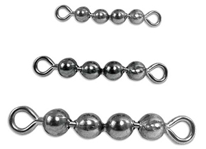 10 Size Stainless Steel Ball Chain Fishing Swivels - 6 Ball Length Pack of  10